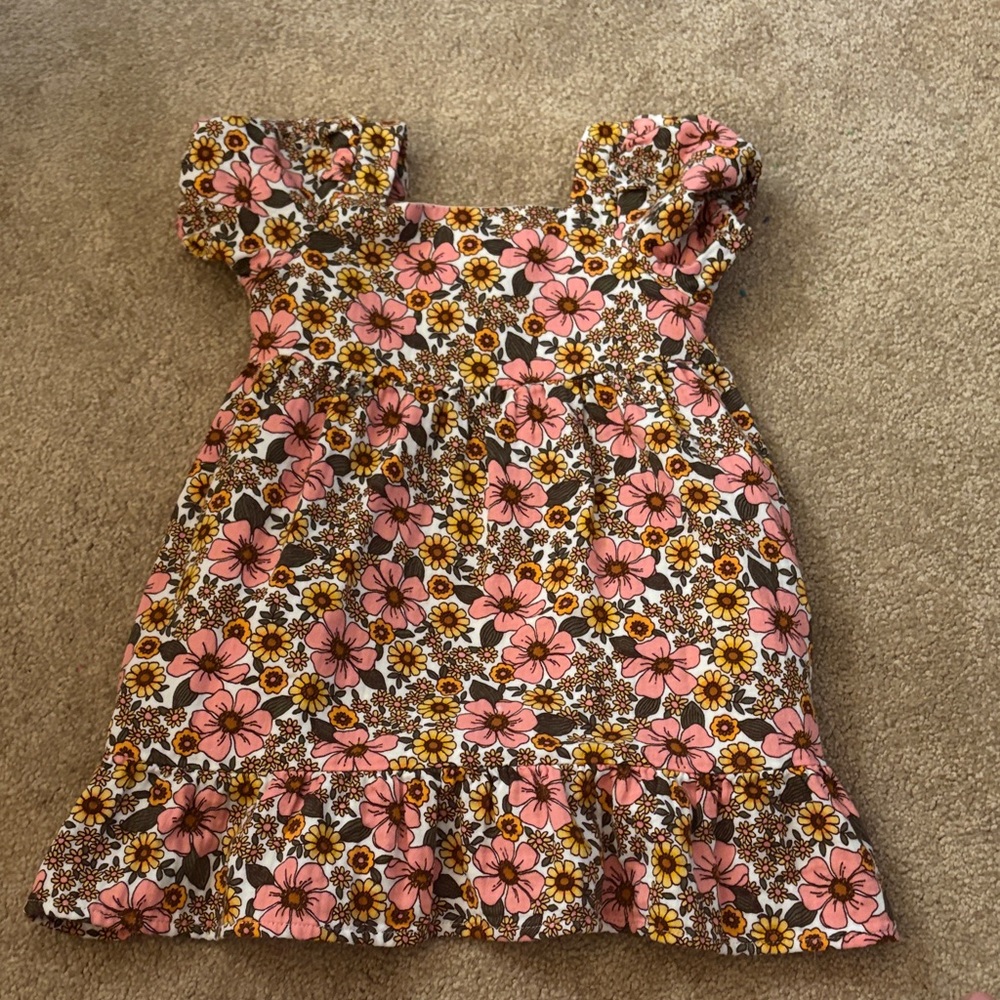 Cat & Jack Pink and Brown Floral Dress